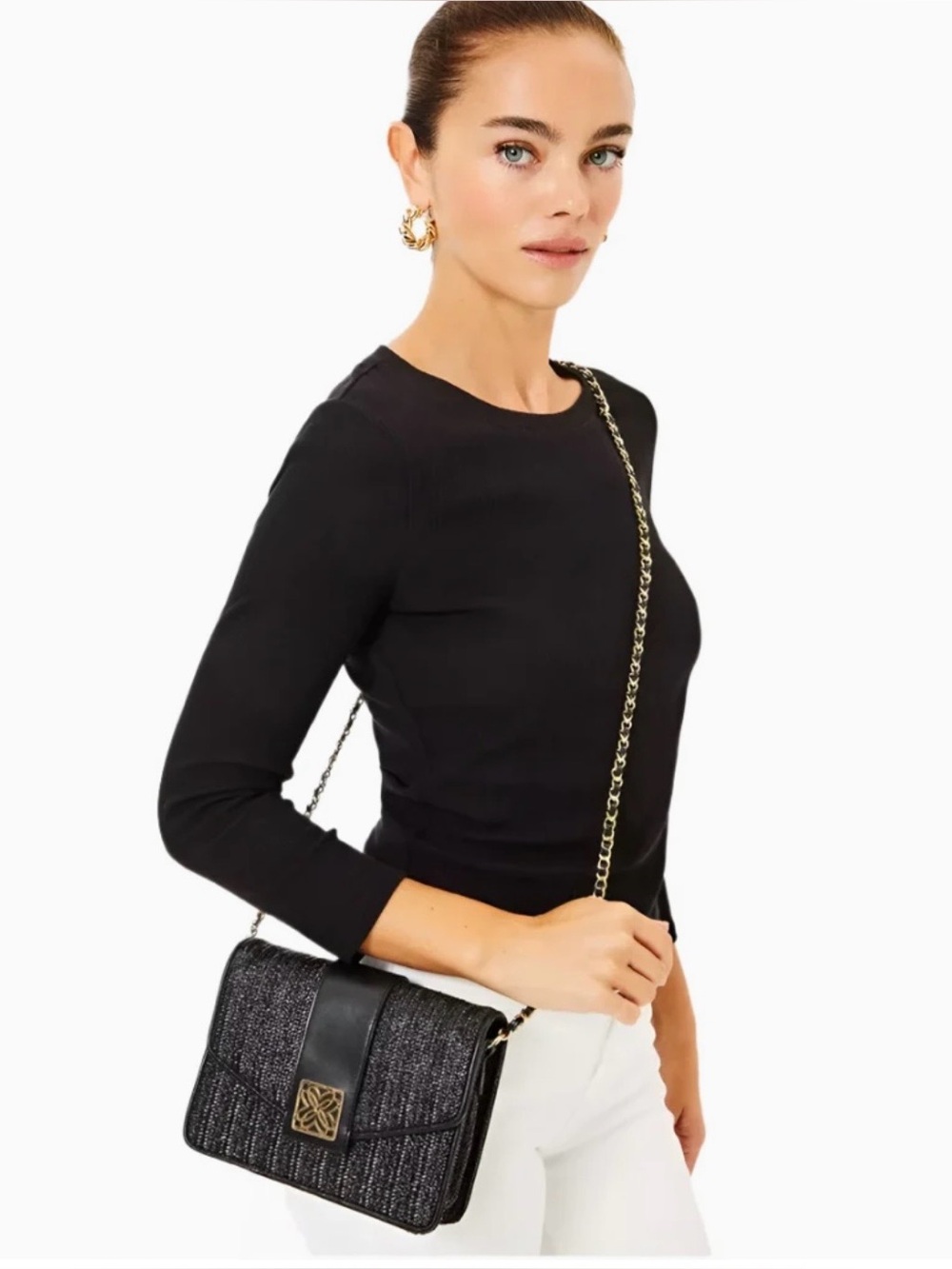 Lilly Pulitzer Black Dobson  Crossbody Bag EUC